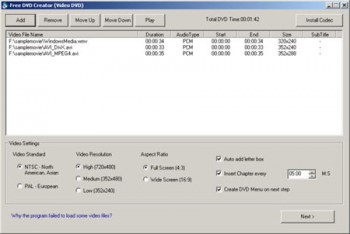 скриншот Free DVD Creator