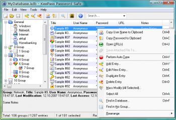 скриншот KeePass Password Safe