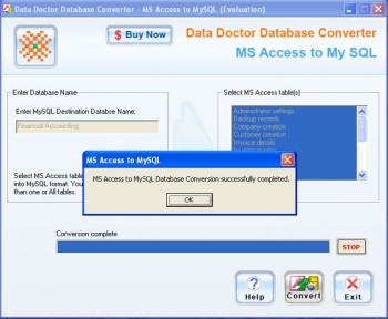 скриншот Access Database To MySQL Converter