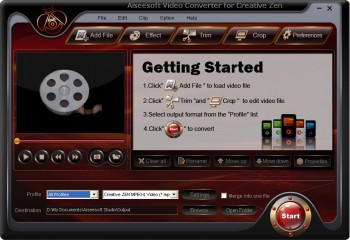 скриншот Aiseesoft Creative Zen Video Converter