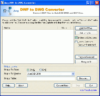 скриншот Any DWF to DWG Converter