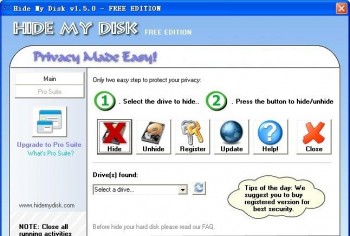 скриншот Hide My Disk