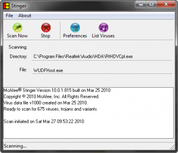 скриншот McAfee Avert Stinger