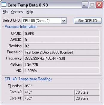 скриншот CoreTemp