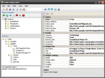 скриншот Google Widget Editor