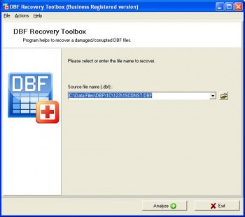 скриншот DBF Recovery Toolbox