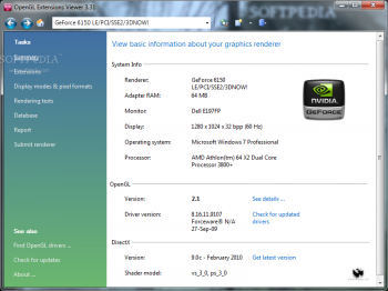 скриншот OpenGL Extension Viewer