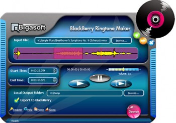 скриншот Bigasoft BlackBerry Ringtone Maker