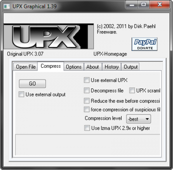 скриншот UPX Graphical