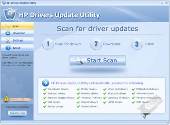 скриншот HP Drivers Update Utility