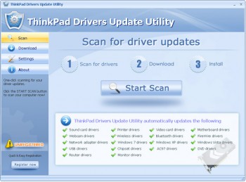 скриншот ThinkPad Drivers Update Utility