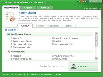 скриншот WinMend History Cleaner 