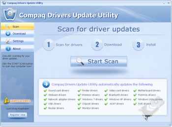 скриншот Compaq Drivers Update Utility