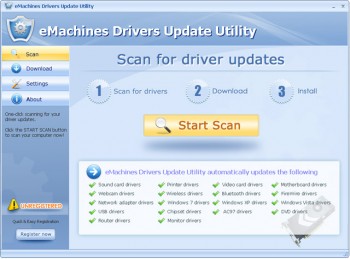 скриншот eMachines Drivers Update Utility