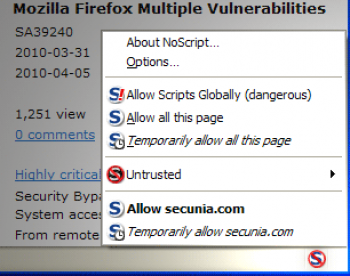 скриншот NoScript