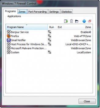 скриншот Windows Firewall Control