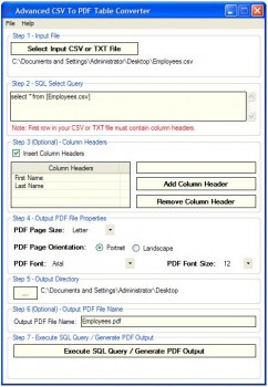 скриншот Advanced CSV To PDF Table Converter