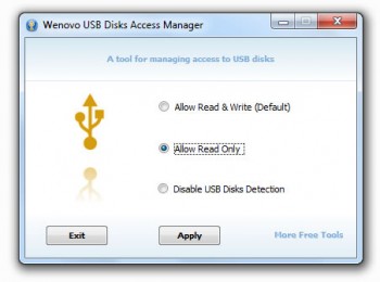 скриншот Wenovo USB Disks Access Manager 