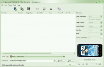 скриншот KingConvert HTC EVO 3D Video Converter