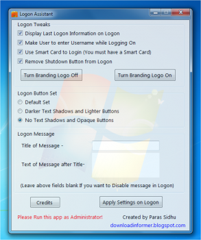 скриншот Logon Assistant