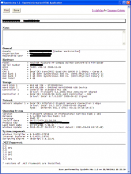 скриншот System Information HTML Application