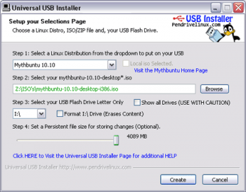 скриншот Universal USB Installer
