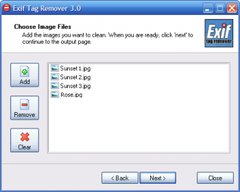 скриншот Portable Exif Tag Remover