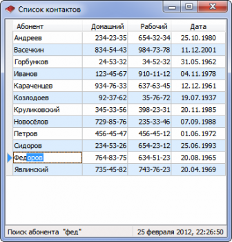 скриншот Список контактов