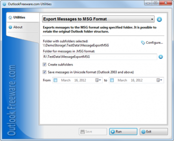 скриншот Export Messages to MSG Format