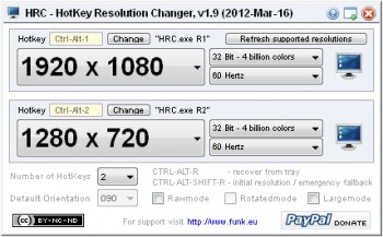 скриншот HotKey Resolution Changer 