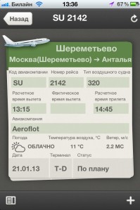 скриншот Онлайн табло аэропортов