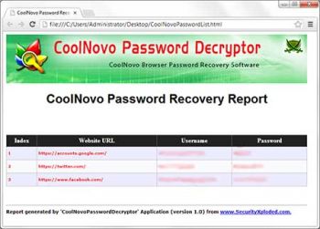 скриншот CoolNovo Password Decryptor